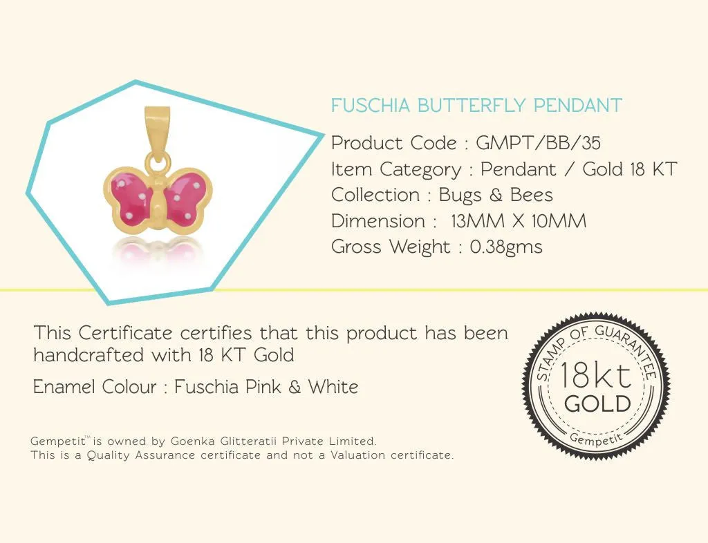 18K Gold Fuschia Butterfly Pendant <br> Bugs & Bees Collection