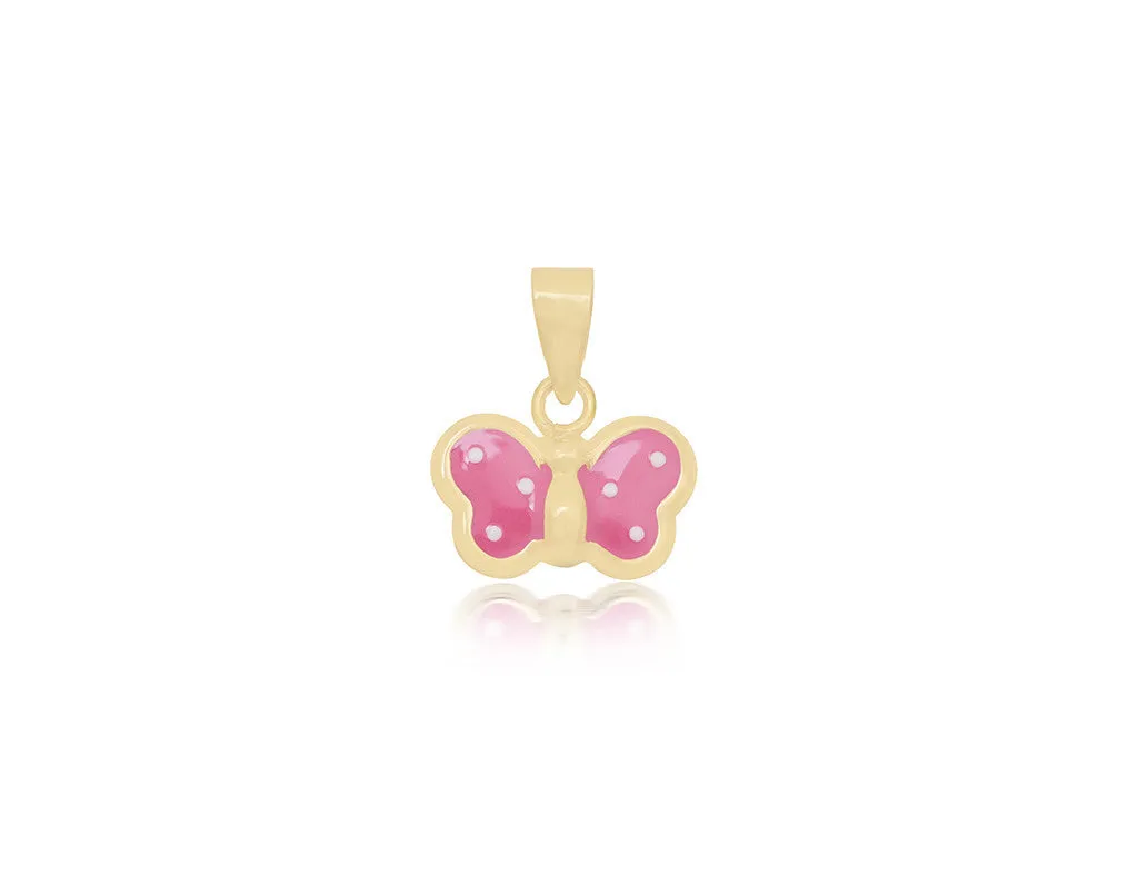 18K Gold Fuschia Butterfly Pendant <br> Bugs & Bees Collection