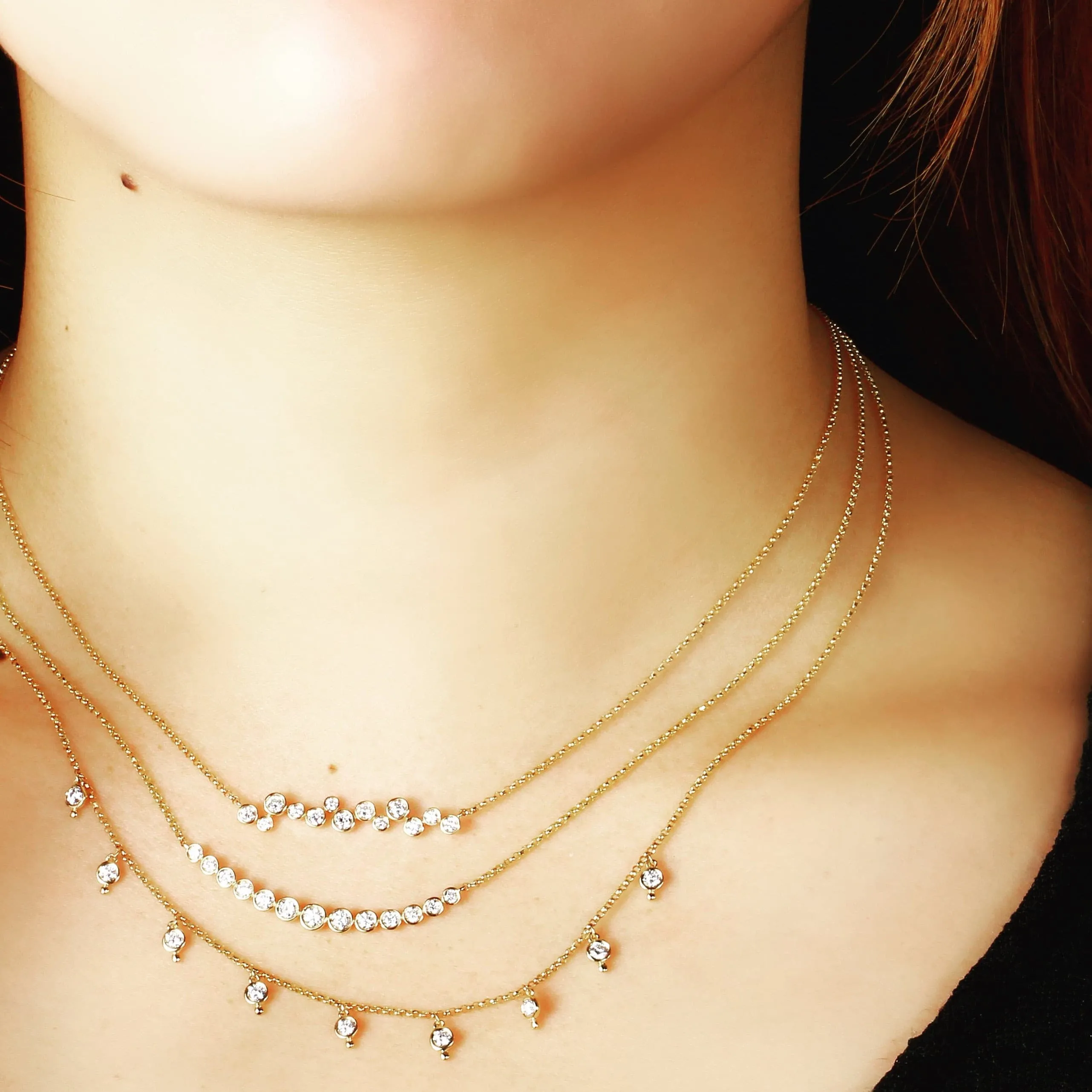 Bezel Strand Pendant Necklace