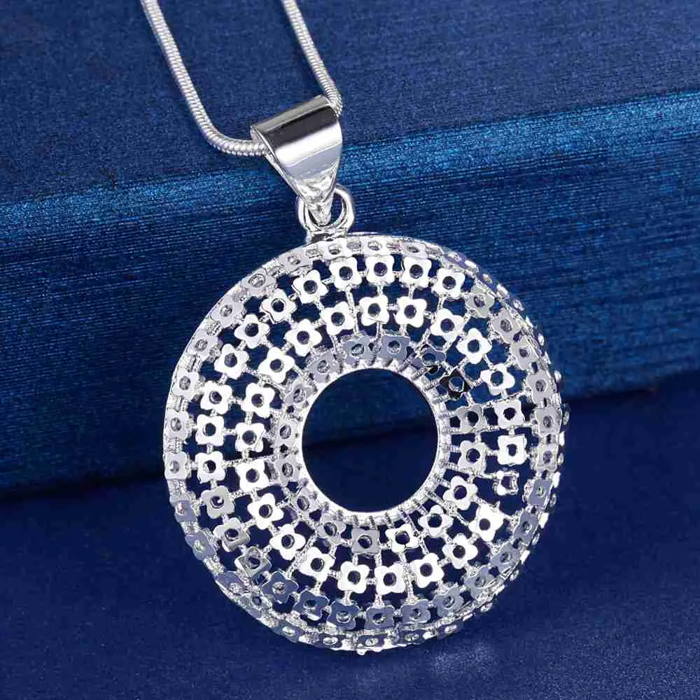 Chain Maille Wreath Medallion Silver Necklace