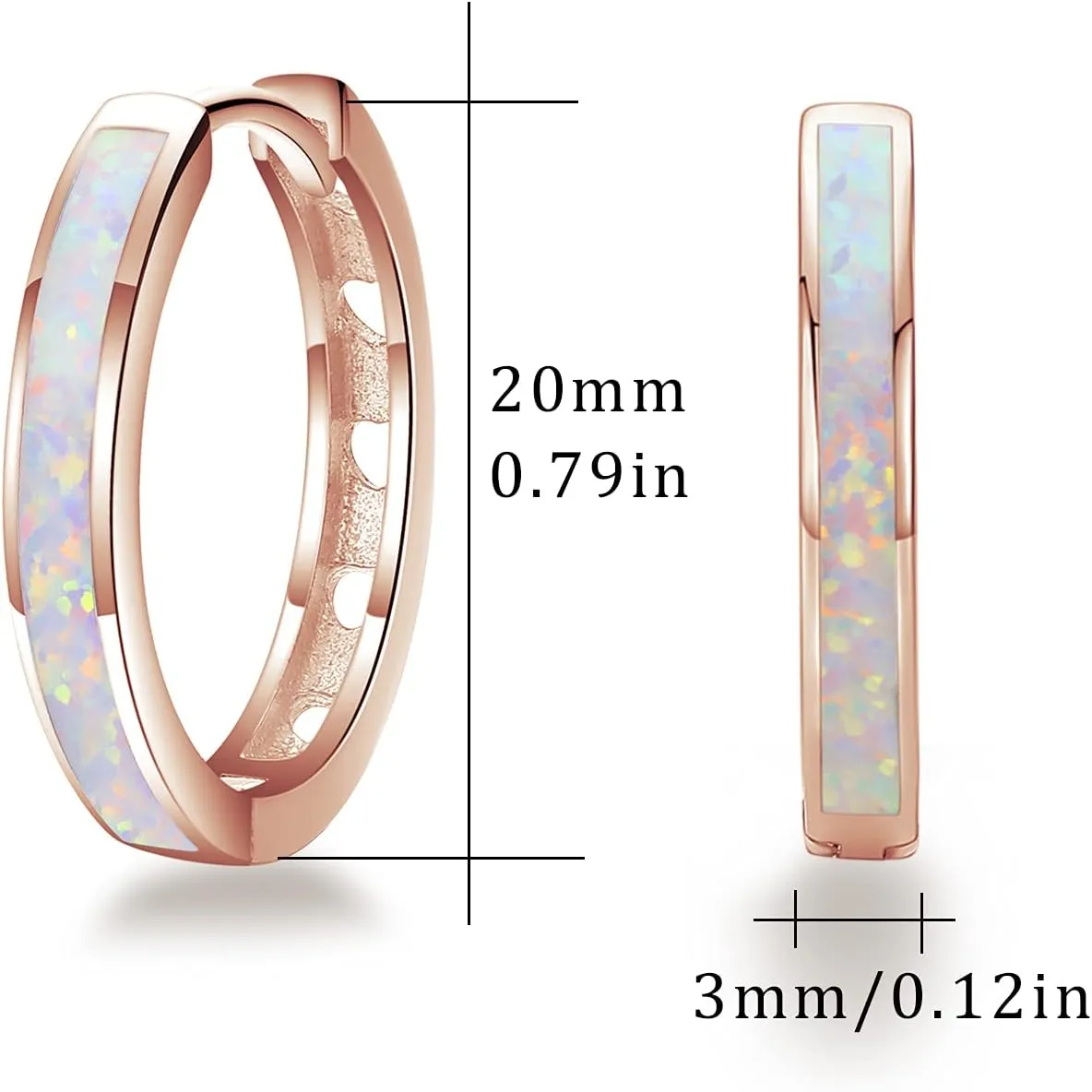 CUOKA MIRACLE Hoop Earrings for Women Opal Hoop Earrings Hinged Huggie Earrings 925 Sterling Silver Hypoallergenic Earrings for Sensitive Ears Simulated Opal Colorful Jewelry Birthday Christmas Gift