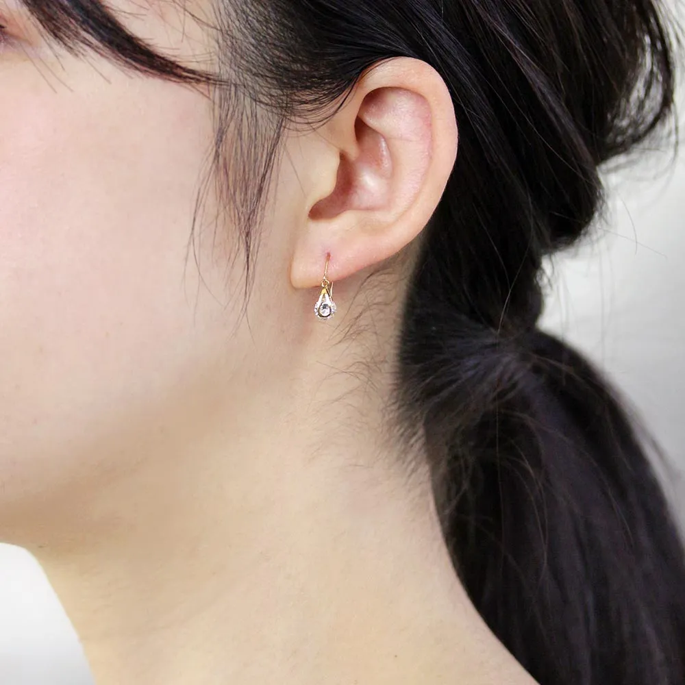 Drop Stone 18K Gold Hook Earrings