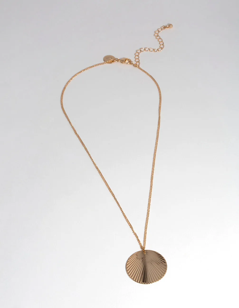 Gold Textured Coin Drop Necklace