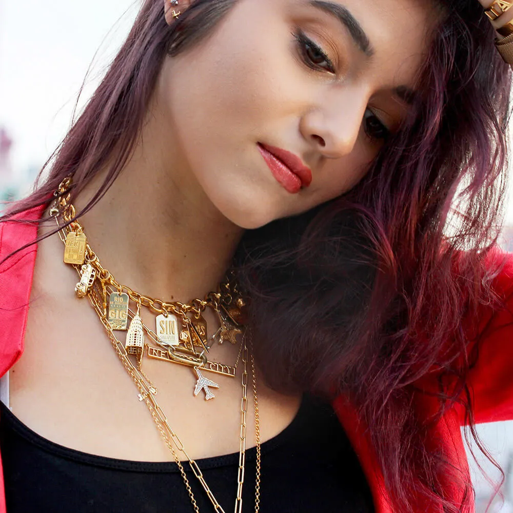 Infinity Link Charm Necklace, Gold