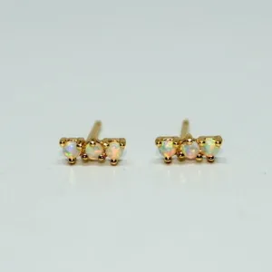 Mini Triple White Opal Studs