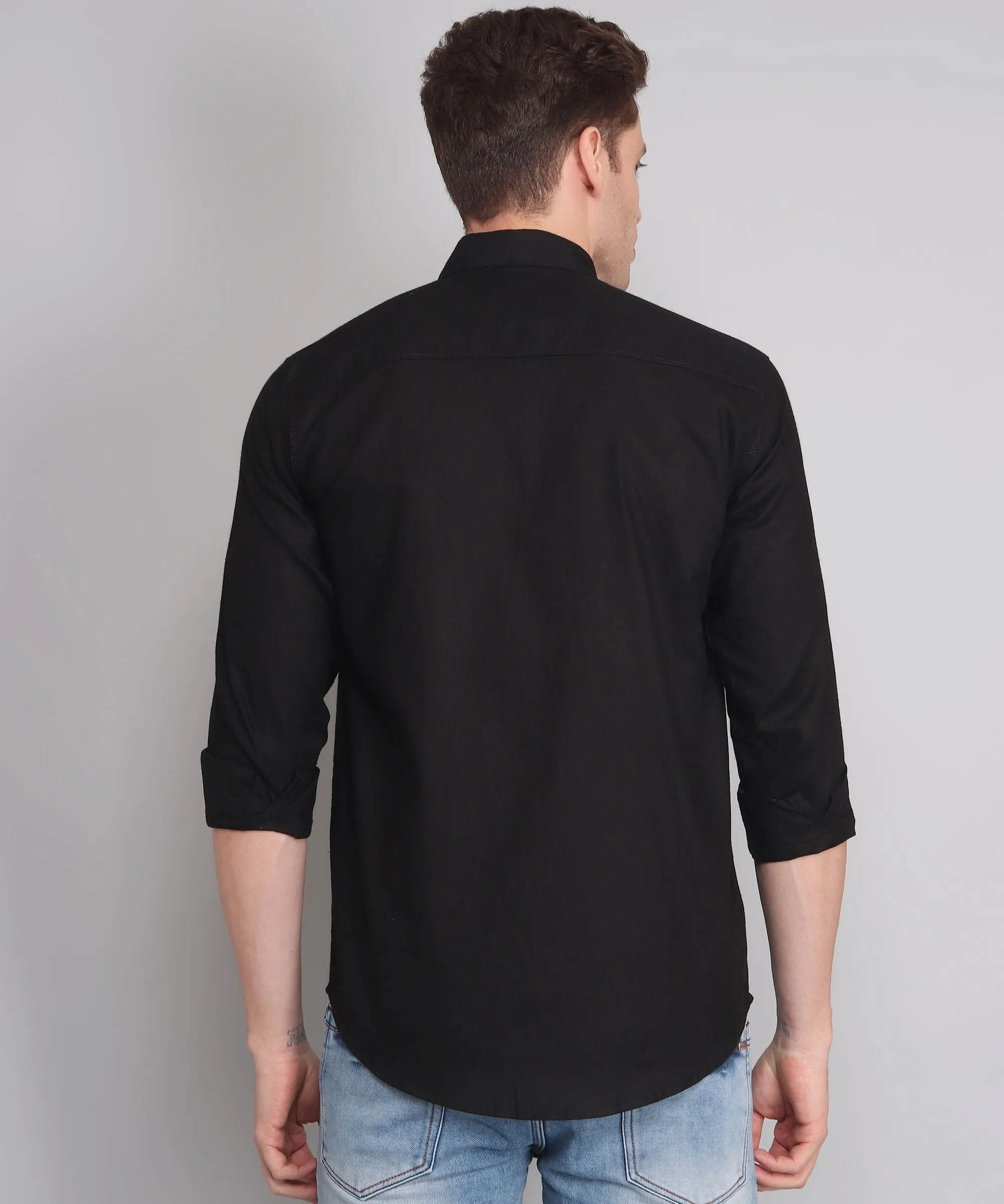 Opal Black Double Pocket Men's Shirt