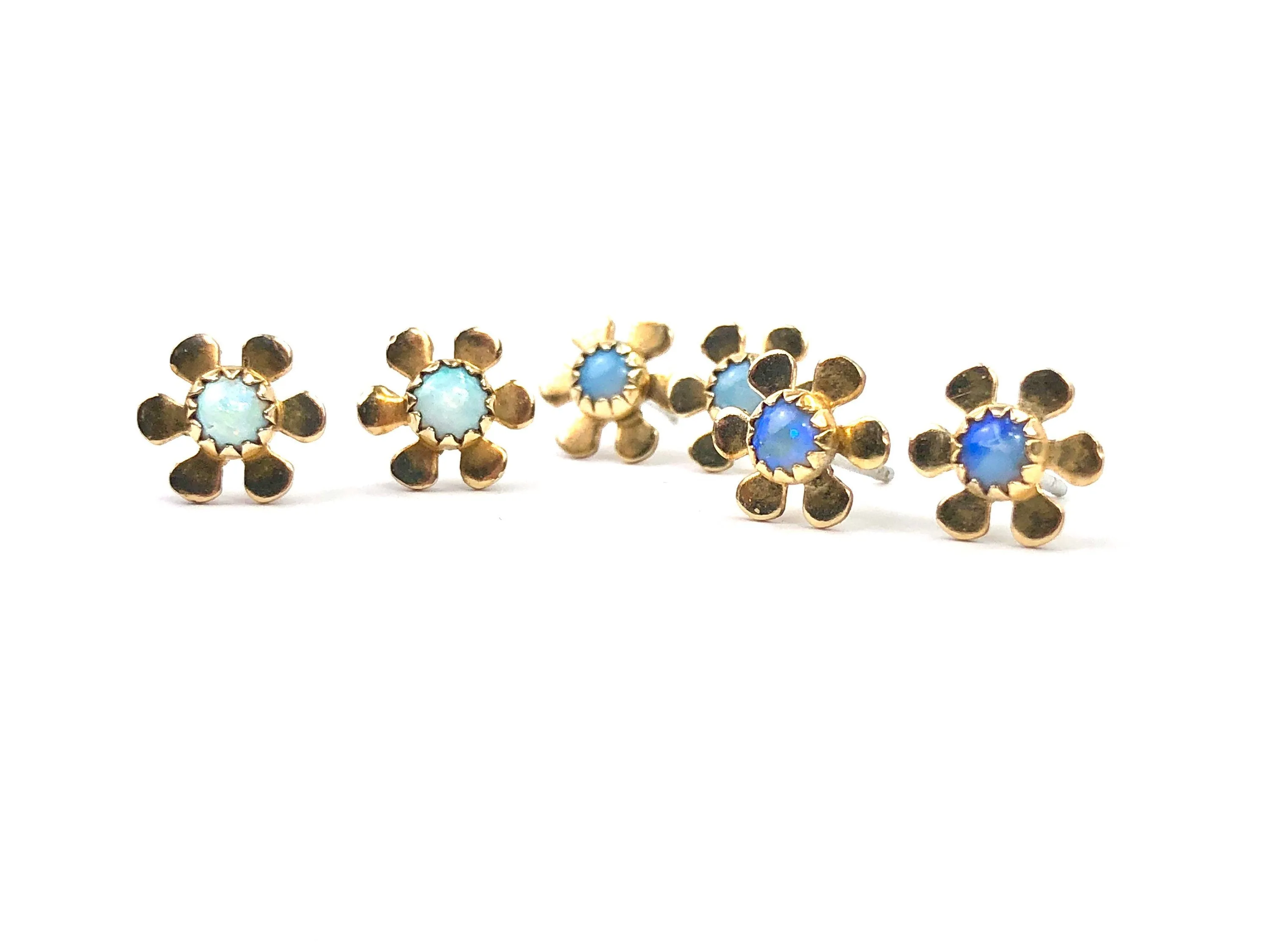 Opal flower stud , 14KGF post , Sterling silver peg , SKU# OPL990FWR