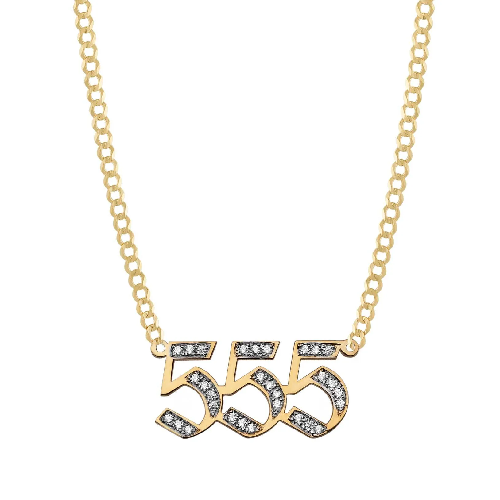 Personalized Diamond Number Necklace 14K Gold - Style 154