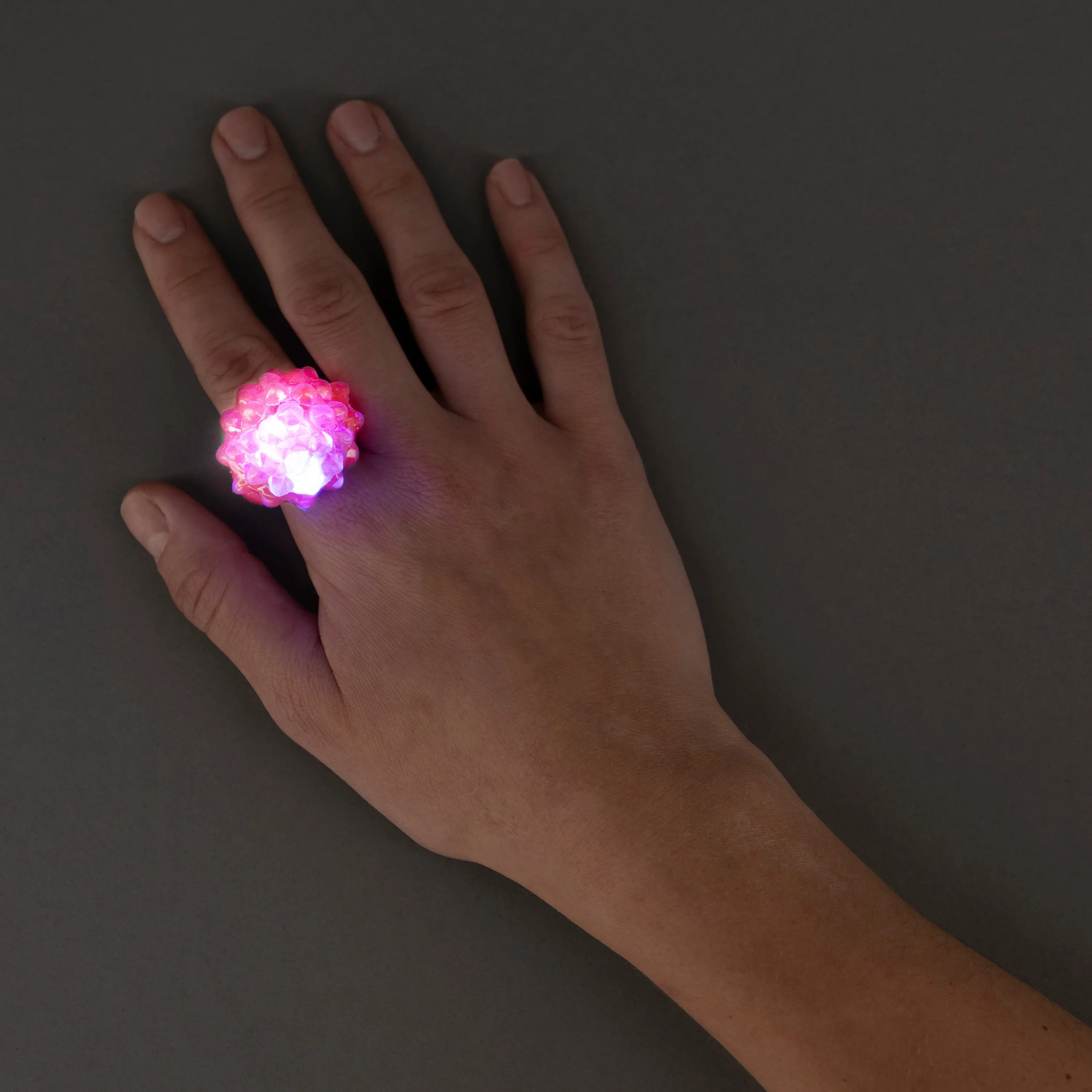 Pink LED Light Up Flashy Blinky Jelly Bumpy Rings - Pack of 96