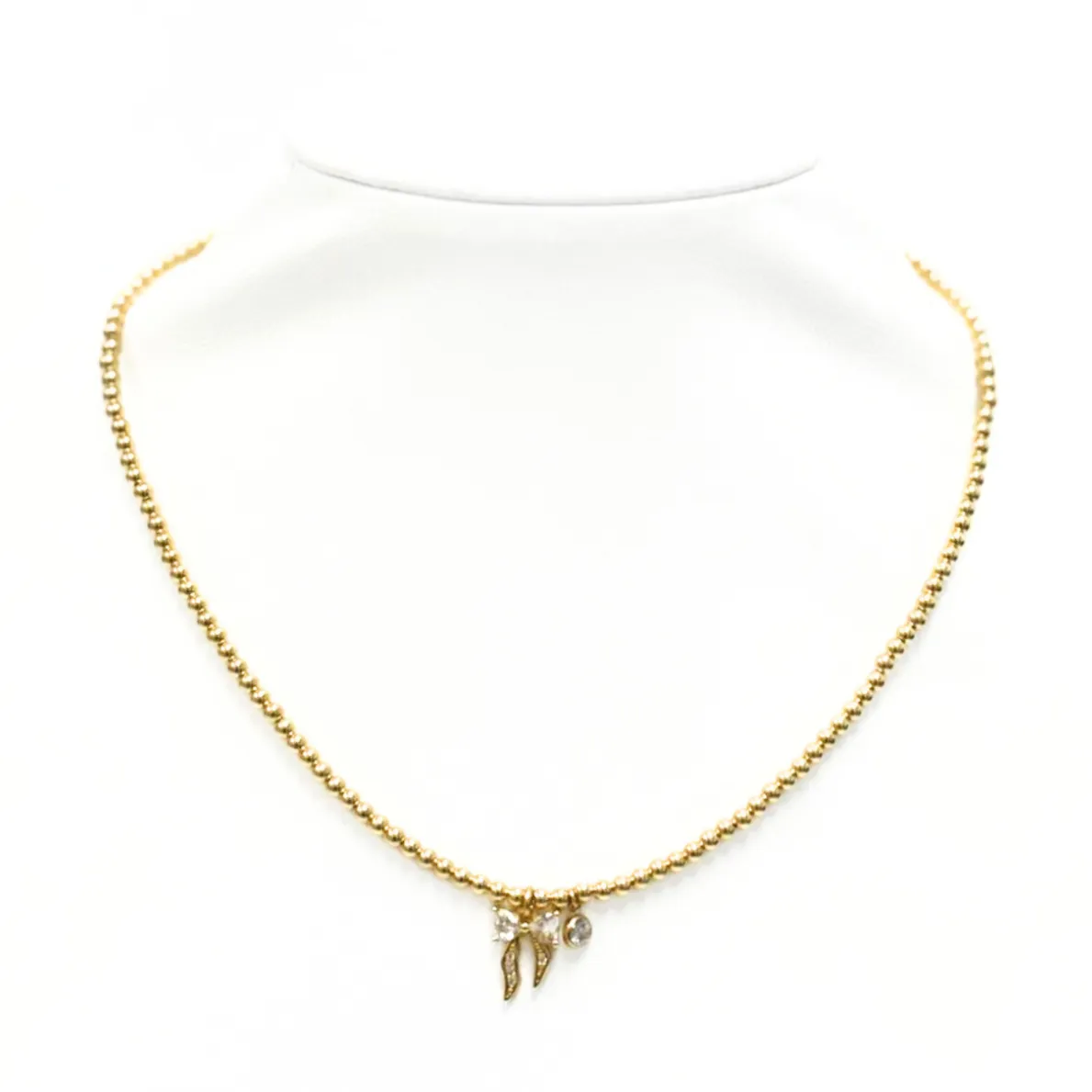 "BOW   SOLITAIRE" Charm CZ Choker