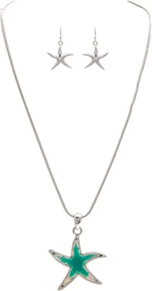 Rain Jewelry Mint Sea Opal Starfish Necklace Set