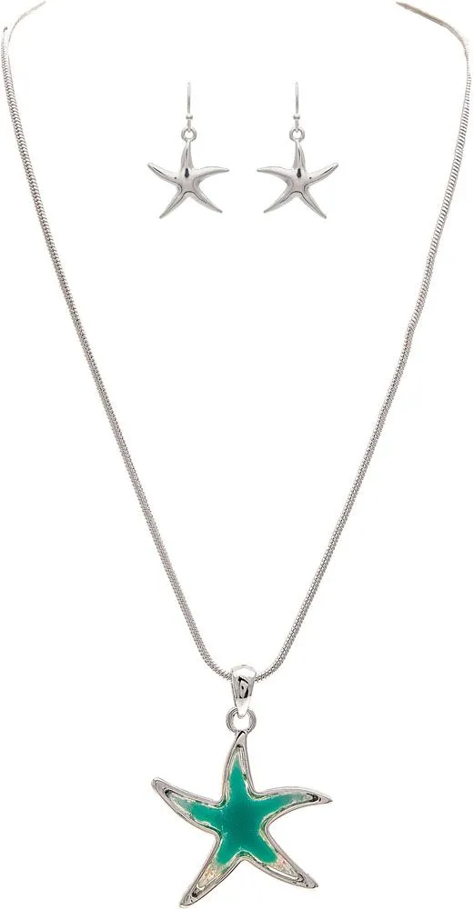 Rain Jewelry Mint Sea Opal Starfish Necklace Set