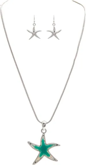 Rain Jewelry Mint Sea Opal Starfish Necklace Set