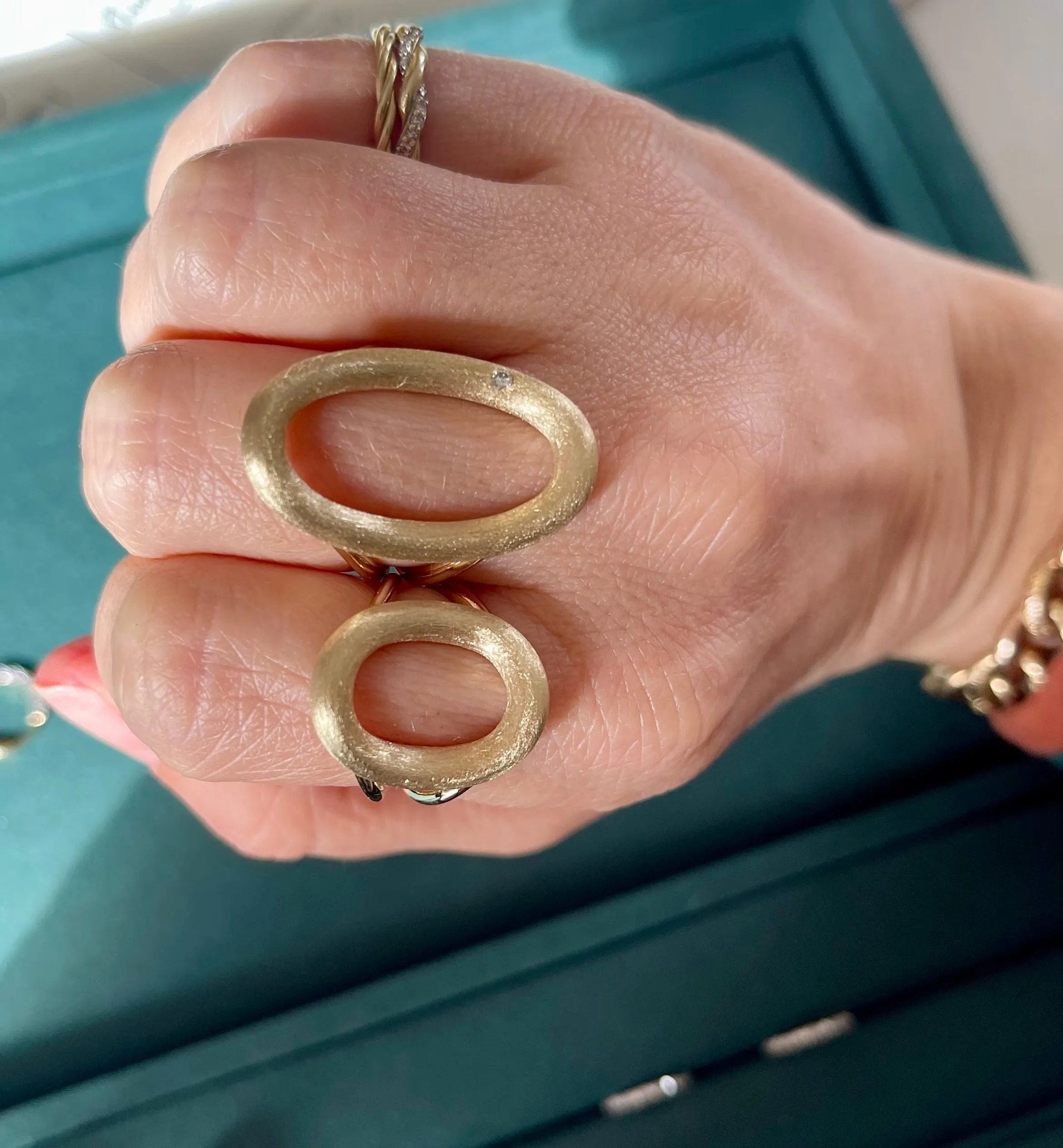 Satin Finish Gold Dust Large Ring