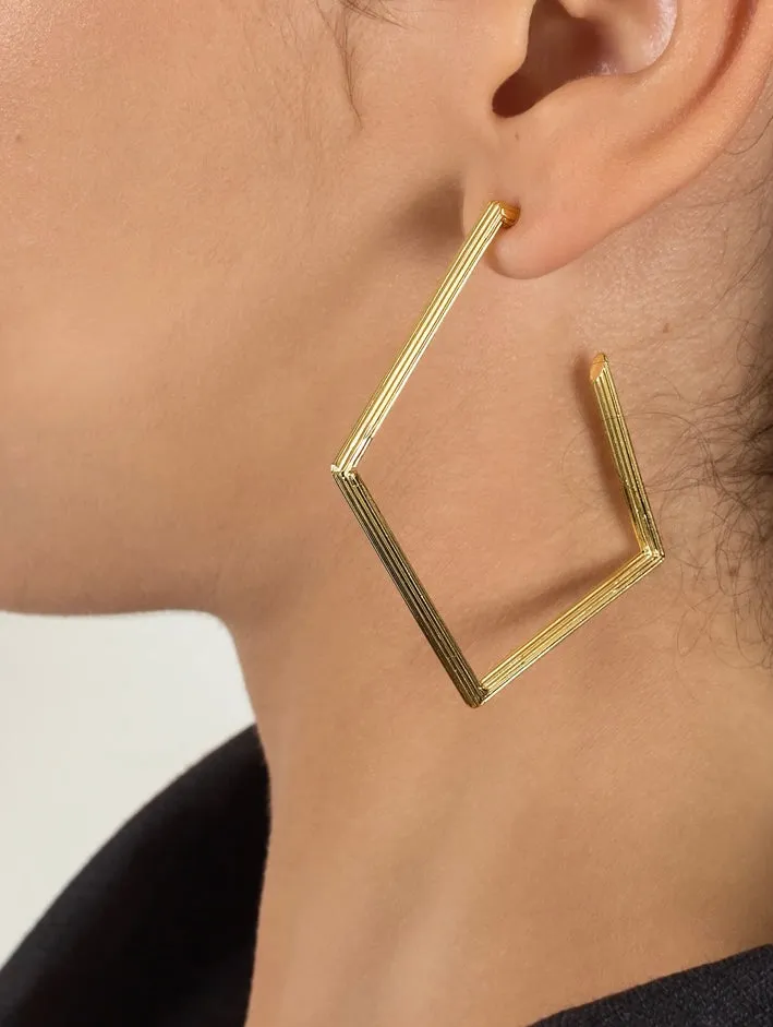 Shape Hoops Big gold plated silver earrings