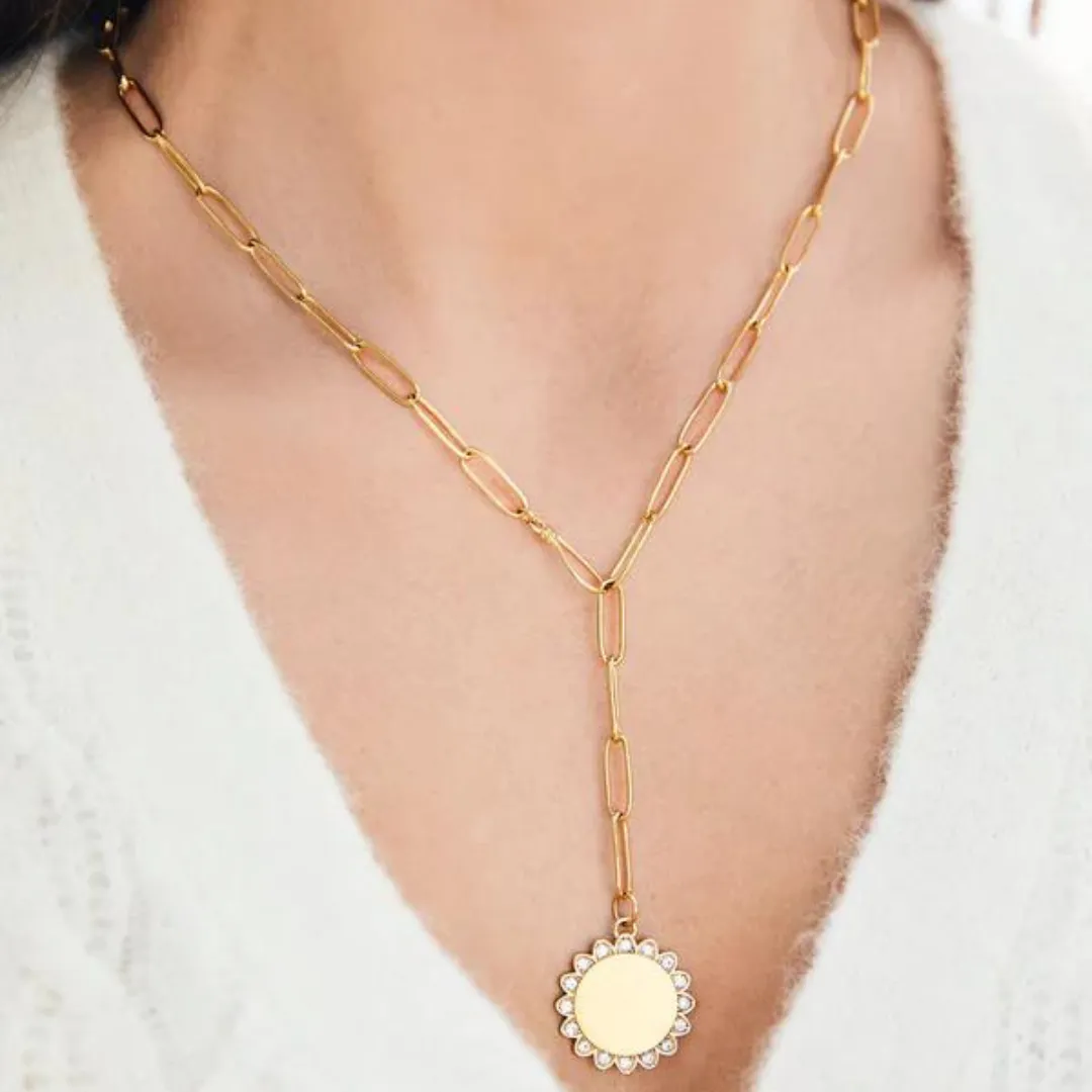 Spartina Splash Flower Drop Medallion Necklace