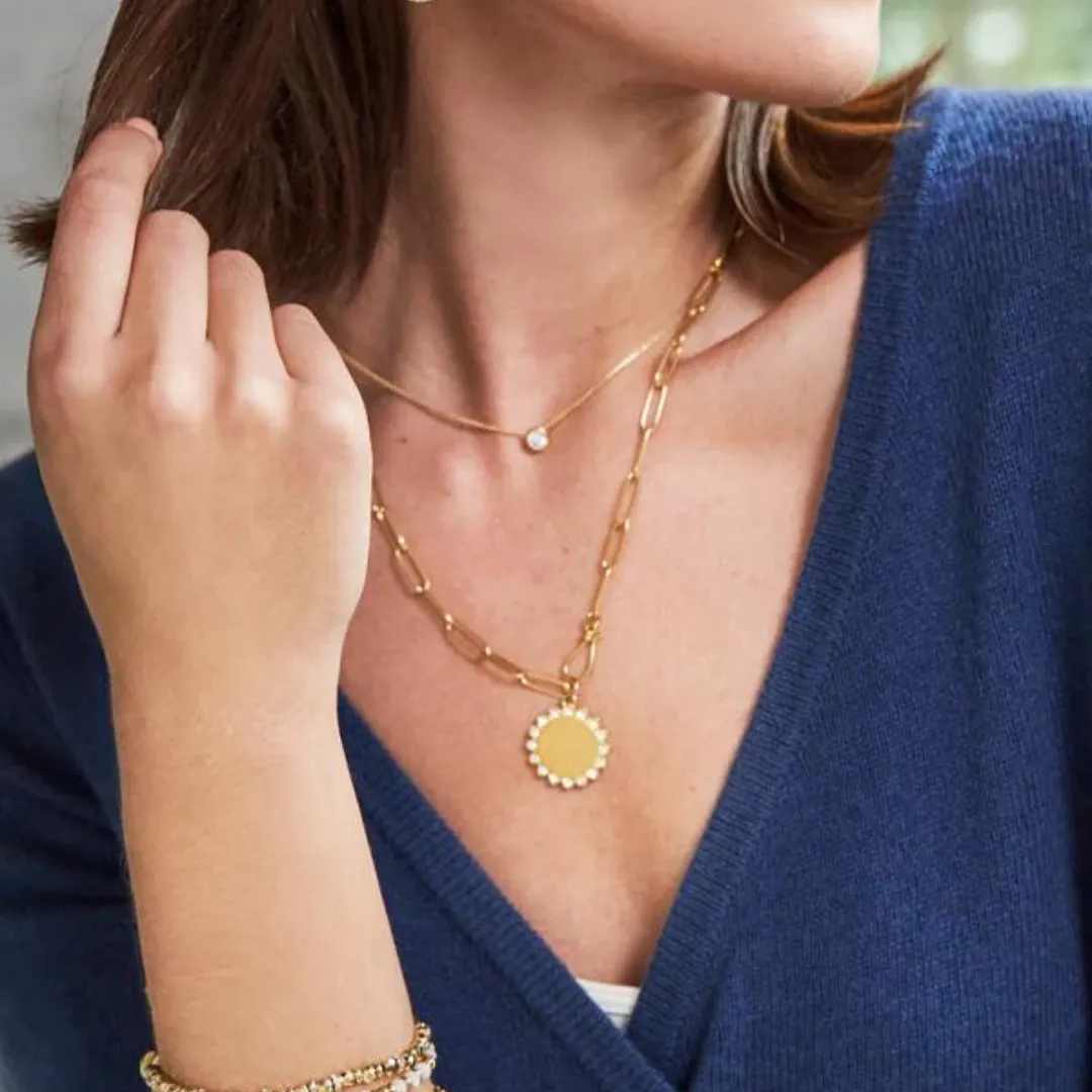 Spartina Splash Flower Drop Medallion Necklace