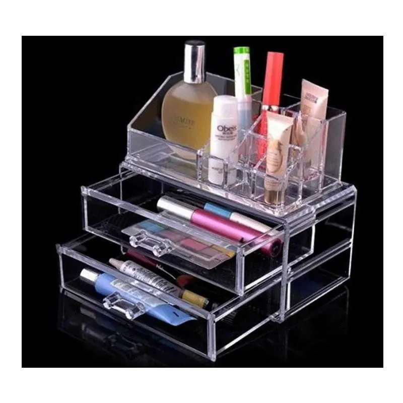 Transparent Cosmetic Organizer With 2 Drawers -8016