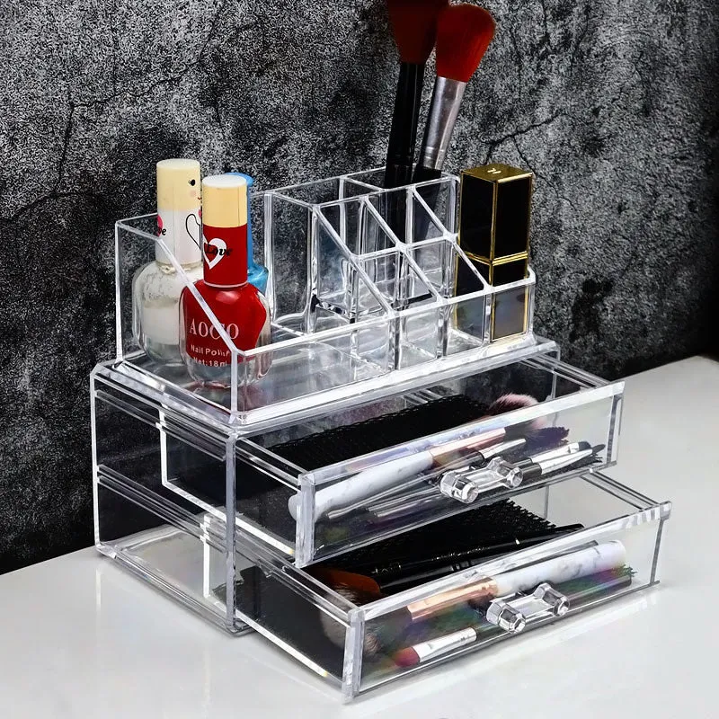 Transparent Cosmetic Organizer With 2 Drawers -8016