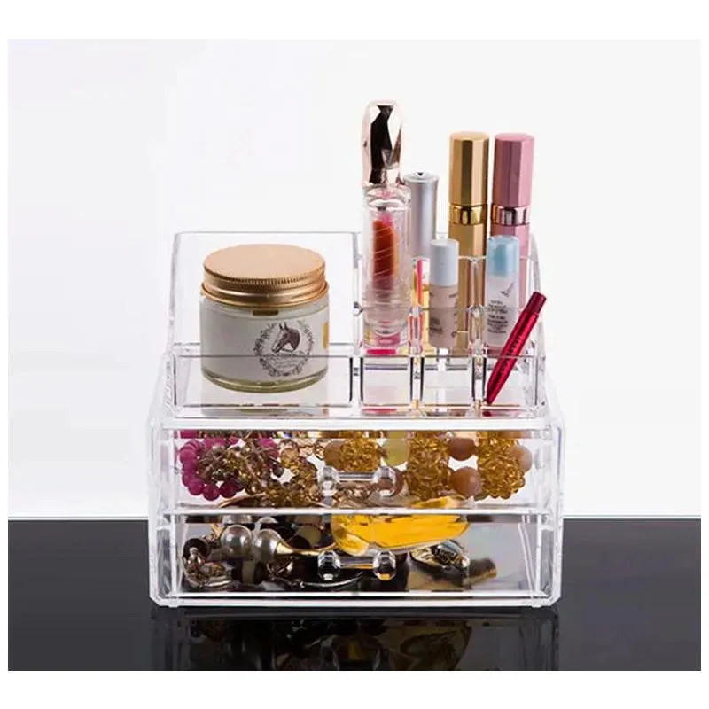 Transparent Cosmetic Organizer With 2 Drawers -8016