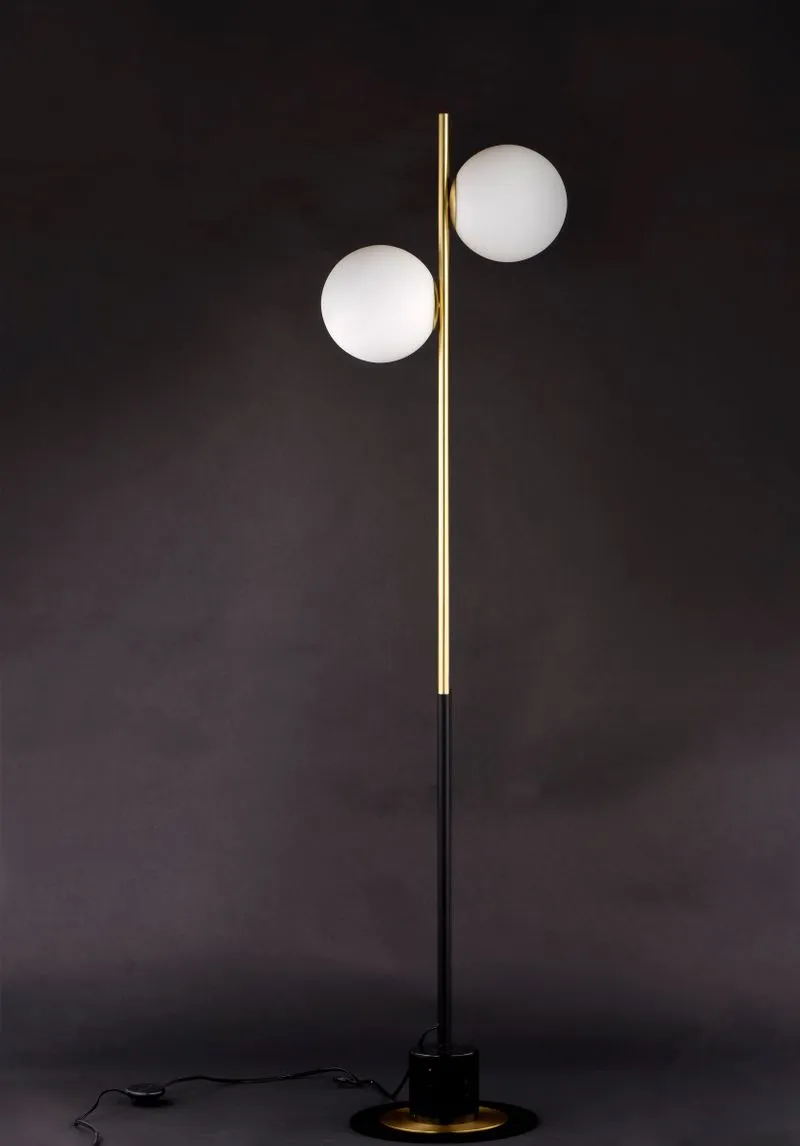 Vesper 69" Floor Lamp in Black and Satin Brass