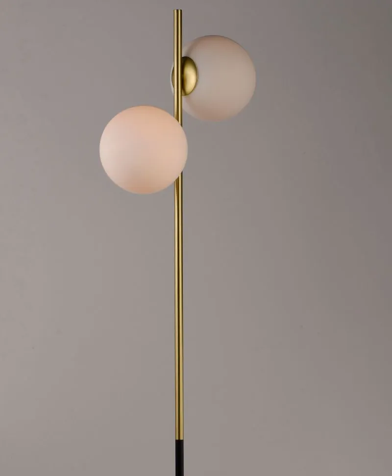 Vesper 69" Floor Lamp in Black and Satin Brass