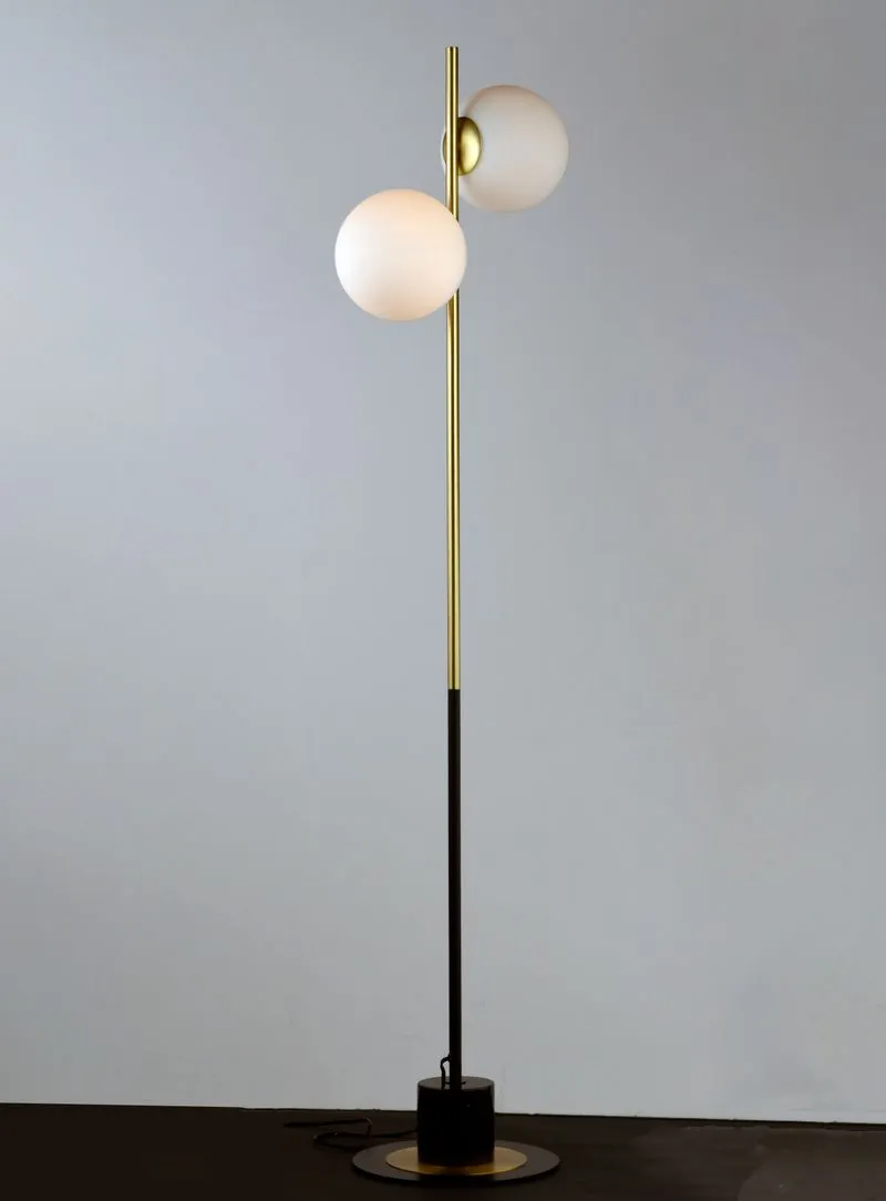 Vesper 69" Floor Lamp in Black and Satin Brass