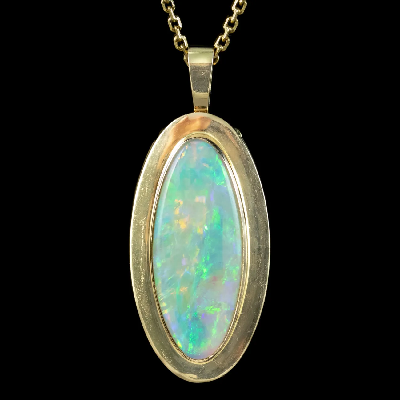 Vintage Opal Pendant Necklace 18ct Gold