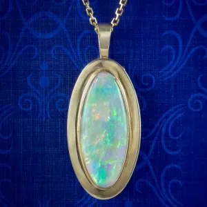 Vintage Opal Pendant Necklace 18ct Gold