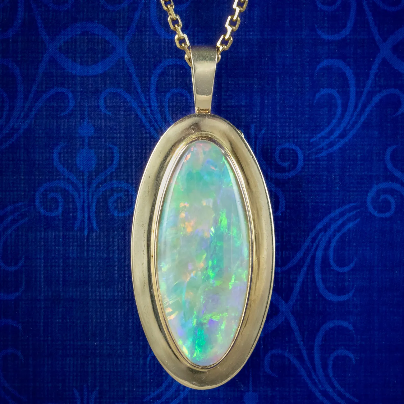 Vintage Opal Pendant Necklace 18ct Gold