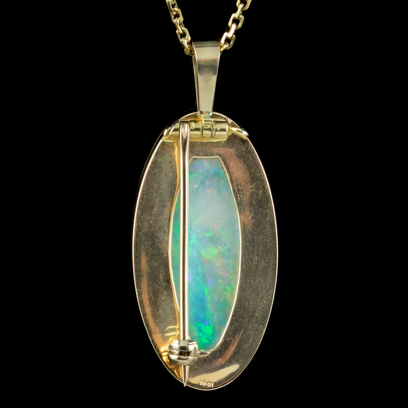 Vintage Opal Pendant Necklace 18ct Gold